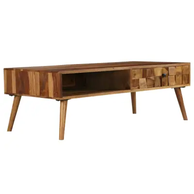 vidaXL Klubska mizica iz trdnega palisandra medeni finiš 110x50x37 cm