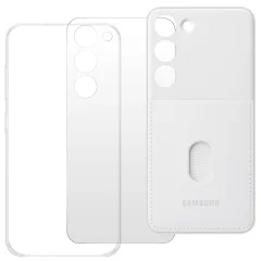 Uradni ovitek za Samsung Galaxy S23, ojacana zašcita z izmenljivim zadnjim držalom za kartice - bel