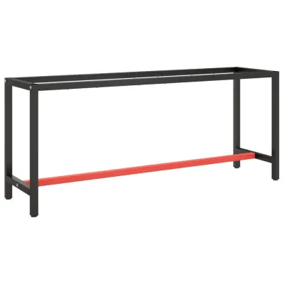 vidaXL Okvir za delovno mizo mat črn in mat rdeč 190x50x79 cm kovinski
