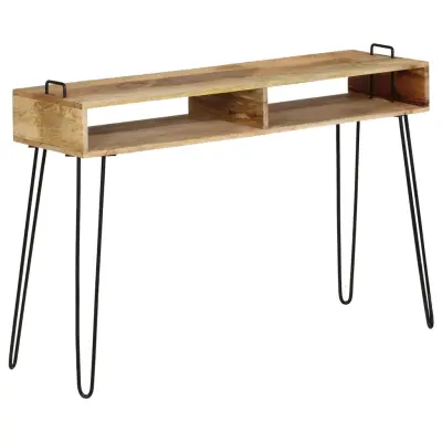 vidaXL Konzolna mizica iz trdnega mangovega lesa 115x35x76 cm