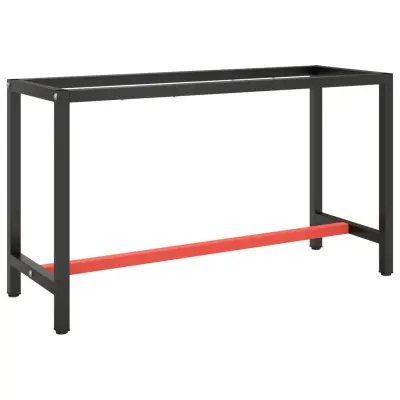 vidaXL Okvir za delovno mizo mat črn in mat rdeč 140x50x79 cm kovinski