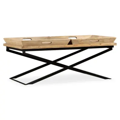 vidaXL Klubska mizica iz trdnega mangovega lesa 110x55x42 cm