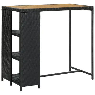 vidaXL Barska miza s stojalom za shranjevanje črna 120x60x110 cm