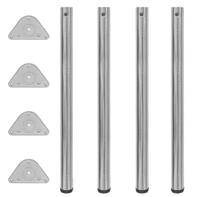 4 Nastavljive Noge za Mizo Brušeni Nikelj 870 mm
