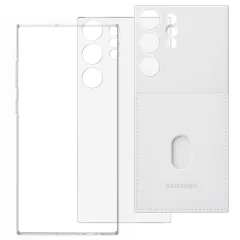Uradni ovitek za Samsung Galaxy S23 Ultra, ojacana zašcita z izmenljivim zadnjim držalom za kartice - bel