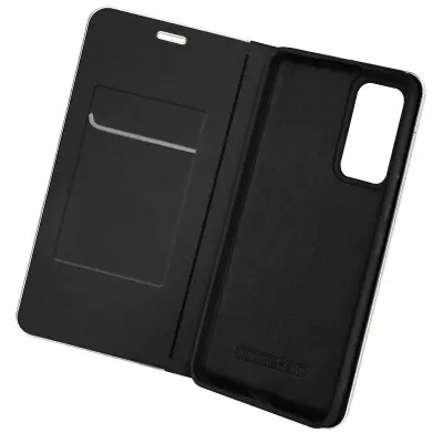Xiaomi 12 Lite Carbon etui, držalo za kartice in magnetni preklop - crna in srebrna