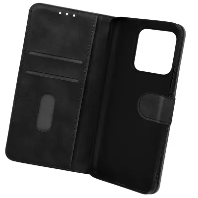 Ovitek za Xiaomi 13 Pro, soft-touch Suede Effect, z denarnico in magnetnim jezickom - crn