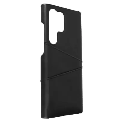 Ovitek za kartice Samsung Galaxy S23 Ultra, umetno usnje iz dveh materialov s trdo notranjostjo - crn