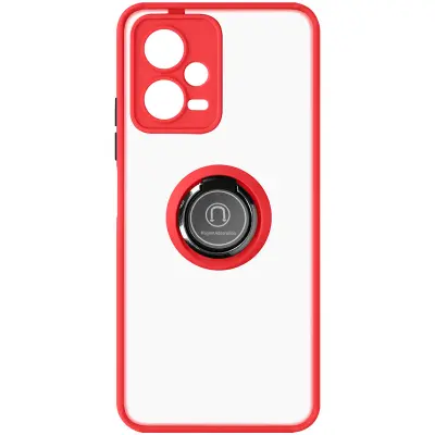 Ovitek proti prstnim odtisom za Xiaomi Redmi Note 12 5G, kovinski podporni obroc - rdec