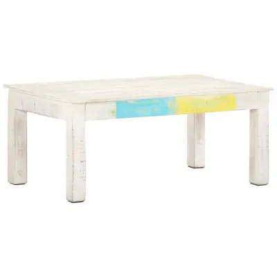 vidaXL Klubska mizica bela 110x60x45 cm trden mangov les