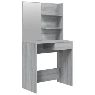 vidaXL Toaletna mizica z ogledalom siva sonoma 74,5x40x141 cm