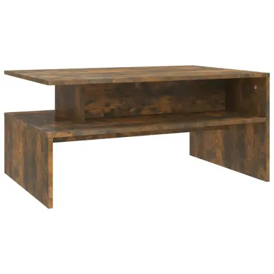 vidaXL Klubska mizica dimljeni hrast 90x60x42,5 cm konstruiran les