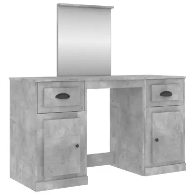 vidaXL Toaletna mizica z ogledalom betonsko siva 130x50x132,5 cm