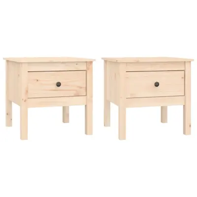 vidaXL Stranske mizice 2 kosa 50x50x49 cm trdna borovina
