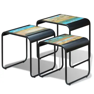 vidaXL Komplet mizic 3 kosi trden predelan les