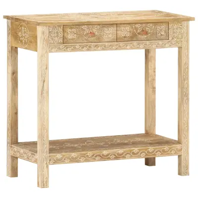 vidaXL Konzolna mizica 80x35x74 cm trden mangov les