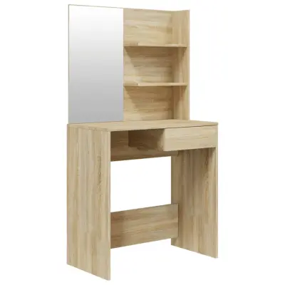 vidaXL Toaletna mizica z ogledalom sonoma hrast 74,5x40x141 cm