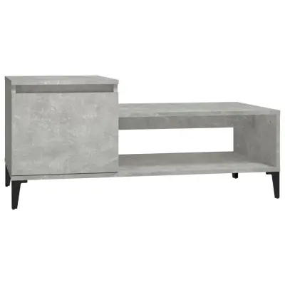 vidaXL Klubska mizica betonsko siva 100x50x45 cm konstruiran les