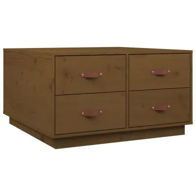 vidaXL Klubska mizica medeno rjava 80x80x45 cm trdna borovina