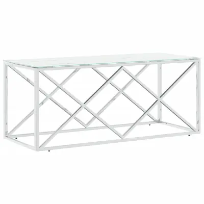 vidaXL Klubska mizica 110x45x45 cm nerjaveče jeklo in steklo