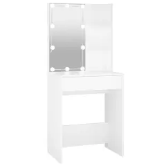 vidaXL Toaletna mizica z LED lučkami bela 60x40x140 cm