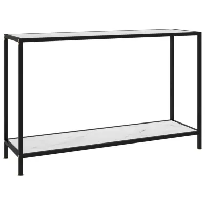 vidaXL Konzolna mizica bela 120x35x75 cm kaljeno steklo