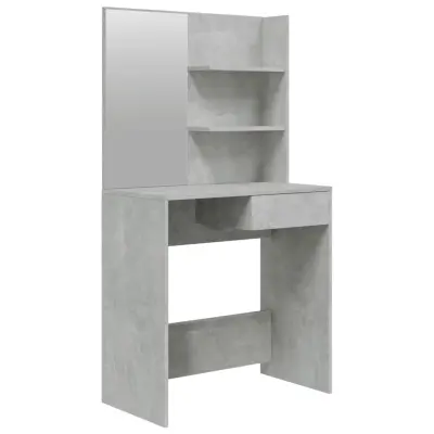 vidaXL Toaletna mizica z ogledalom betonsko siva 74,5x40x141 cm