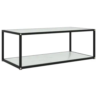 vidaXL Klubska mizica bela 100x50x35 cm kaljeno steklo