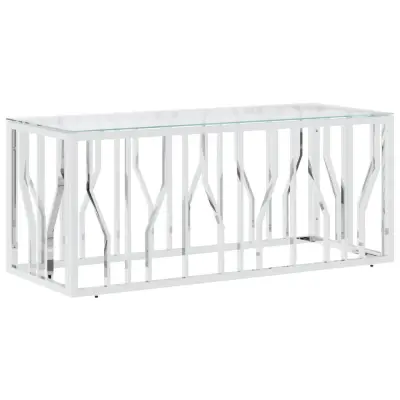 vidaXL Klubska mizica 110x45x45 cm nerjaveče jeklo in steklo