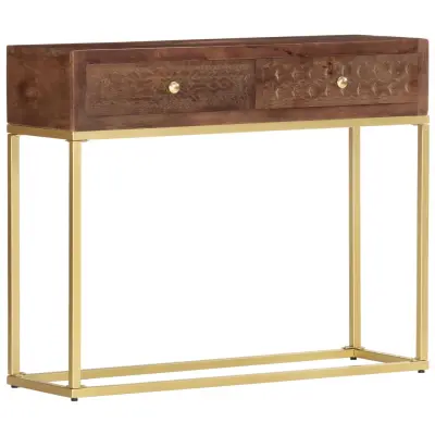 vidaXL Konzolna mizica 90x30x75 cm trden mangov les