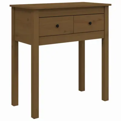 vidaXL Konzolna mizica medeno rjava 70x35x75 cm trdna borovina