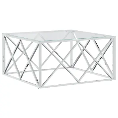 vidaXL Klubska mizica 80x80x40 cm nerjaveče jeklo in steklo