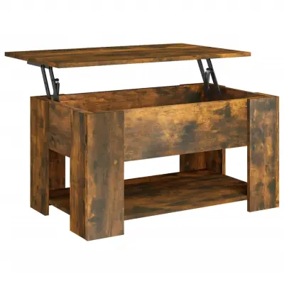 vidaXL Klubska mizica dimljeni hrast 79x49x41 cm inženirski les