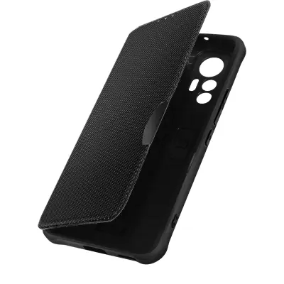 Ovitek za Xiaomi 12 Lite, držalo za kartico in notranjost iz mikrovlaken, serija Razor Book - crna