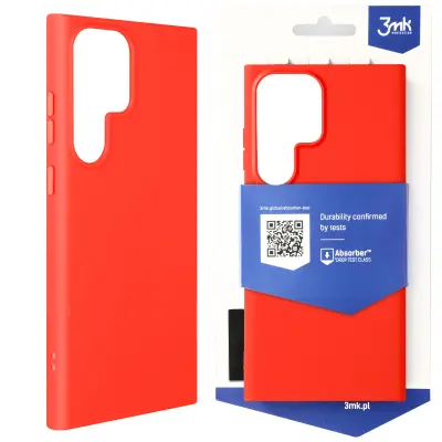 Ovitek za Samsung Galaxy S23 Ultra Fleksibilen, mehak na dotik, odporen na udarce 1,25 m, 3mk mat ovitek - mat rdec