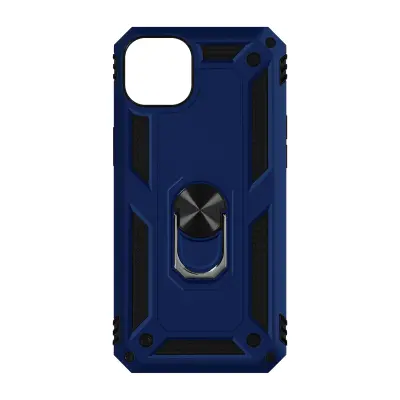 Trden ovitek za iPhone 14 iz dveh materialov s podpornim obrocem - polnocno modra