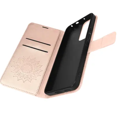 Etui za denarnico Xiaomi 12 Lite z vzorcem rožnate rože in mandale, podpira video funkcijo