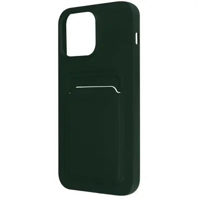 Ovitek za iPhone 14 Pro Max z držalom za kartico, upogljiv, mehak silikon - temno zelen