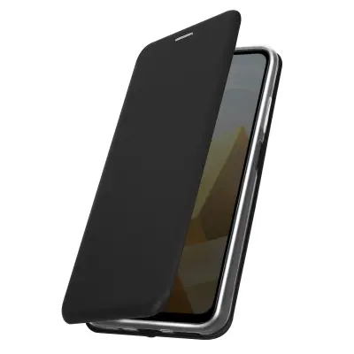 Etui z mat efektom Xiaomi Poco M5 iz umetnega usnja, držalo za kartice in video držalo - crn