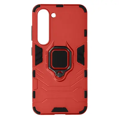 Podporni prstan za ovitek iz dveh materialov za Samsung Galaxy S23 z magnetnim sistemom - rdec