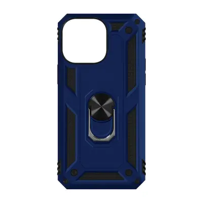 Trden ovitek iz dveh materialov za iPhone 14 Pro s podpornim obrocem - polnocno modra