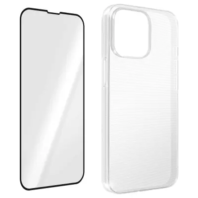 iPhone 14 Pro 360° Protection Pack: tanek crn ovitek iz mehkega kaljenega stekla