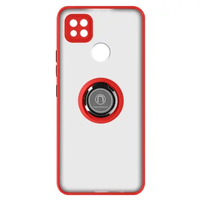Ovitek za Xiaomi Redmi 10A z držalom za prstan, hrbtna stran z zašcito proti prstnim odtisom, združljiv z magnetnim stojalom - rdec