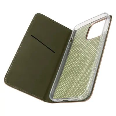 Ovitek denarnica za iPhone 14 Pro Max z magnetno zaponko in držalom za kartice, roza zlato