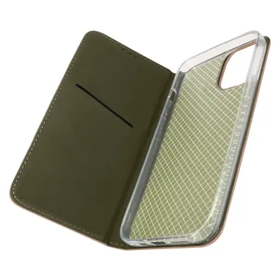 Ovitek denarnica za iPhone 14 Plus z magnetno zaponko in držalom za kartice, roza zlato