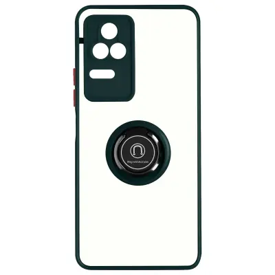 Ovitek za Xiaomi Poco F4 5G z držalom za prstan, hrbtna stran proti prstnim odtisom, združljiv z magnetnim stojalom - zelen
