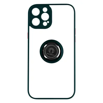 Ovitek za iPhone 14 Pro z držalom za prstan, hrbtna stran z zašcitnim prstnim odtisom, združljiv z magnetnim stojalom - zelen