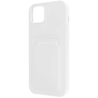 Ovitek za iPhone 14 Plus z držalom za kartico, prilagodljiv in mehak silikon - bel