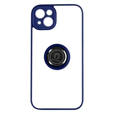 Ovitek za iPhone 14 z držalom za prstan, zmrznjena hrbtna stran proti prstnim odtisom, združljiv z magnetnim stojalom - modra