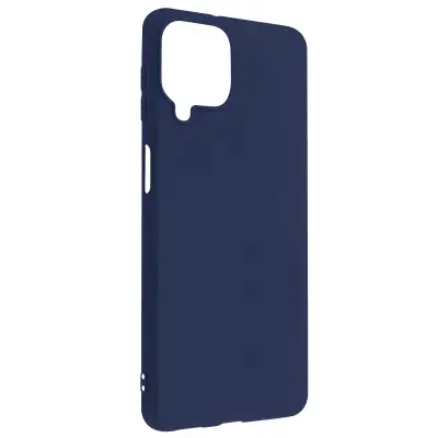 Ovitek za Samsung Galaxy M53 5G iz mat mehkega silikona polnocno modre barve proti prstnim odtisom